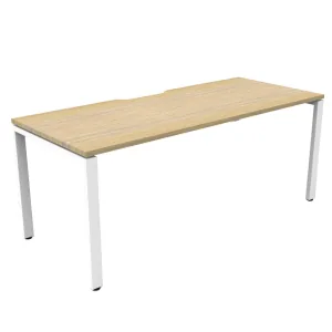 Rapidline Deluxe Rapid Infinity 1 Person Single Sided Workstation (No Screen) - 1200 x 750mm Natural Oak Top & White Satin Base