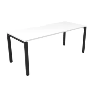 Rapidline Deluxe Rapid Infinity 1 Person Single Sided Workstation (No Screen) - 1200 x 750mm Natural White Top & Black Satin Base