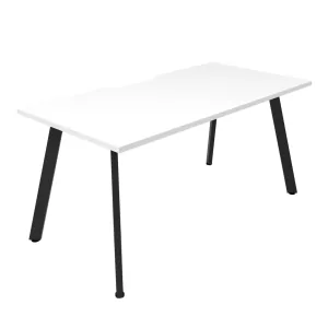 Rapidline Eternity 1 Person Single Sided Workstation (No Screen) - 1200 x 750mm Natural White Top & Black Satin Base