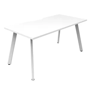 Rapidline Eternity 1 Person Single Sided Workstation (No Screen) - 1200 x 750mm Natural White Top & White Satin Base