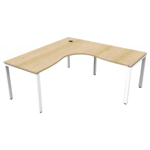 Rapidline Deluxe Rapid Infinity 1 Person Single Sided Corner Workstation - 1500 x 1500 x 750mm Natural Oak Top & White Satin Base