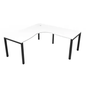 Rapidline Deluxe Rapid Infinity 1 Person Single Sided Corner Workstation - 1500 x 1500 x 750mm Natural White Top & Black Satin Base