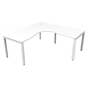 Rapidline Deluxe Rapid Infinity 1 Person Single Sided Corner Workstation - 1500 x 1500 x 750mm Natural White Top & White Satin Base