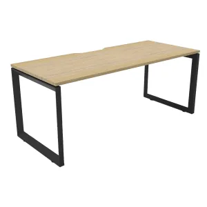 Rapidline Deluxe Rapid Infinity 1 Person Single Sided  Loop Leg Workstation (No Screen) - 1200 x 750mm Natural Oak Top & Black Satin Base