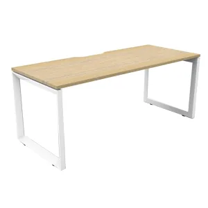 Rapidline Deluxe Rapid Infinity 1 Person Single Sided  Loop Leg Workstation (No Screen) - 1200 x 750mm Natural Oak Top & White Satin Base