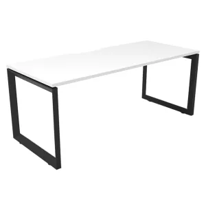 Rapidline Deluxe Rapid Infinity 1 Person Single Sided  Loop Leg Workstation (No Screen) - 1200 x 750mm Natural White Top & Black Satin Base