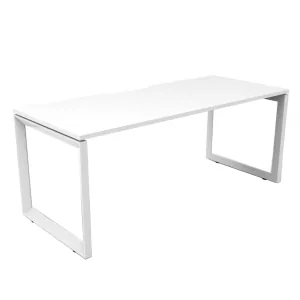 Rapidline Deluxe Rapid Infinity 1 Person Single Sided  Loop Leg Workstation (No Screen) - 1500 x 750mm Natural White Top & White Satin Base