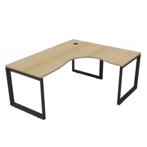 Rapidline Deluxe Rapid Infinity 1 Person Single Sided Loop Leg Corner Workstation - 1500 x 1500 x 750mm Natural Oak Top & Black Satin Base
