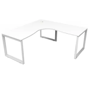 Rapidline Deluxe Rapid Infinity 1 Person Single Sided Loop Leg Corner Workstation - 1500 x 1500 x 750mm Natural White Top & White Satin Base