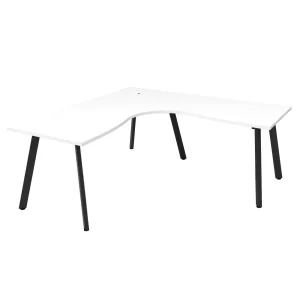 Rapidline Eternity 1 Person Single Sided Corner Workstation - 1500 x 1500 x 750mm Natural White Top & Black Satin Base