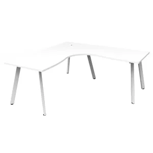Rapidline Eternity 1 Person Single Sided Corner Workstation - 1500 x 1500 x 750mm Natural White Top & White Satin Base