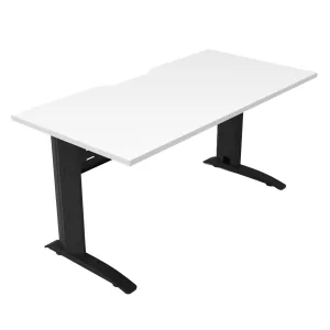 Rapidline Deluxe Rapid Span Open Workstation - 1200 x 750mm Natural White Top & Black Satin Base