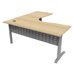 Rapidline Rapid Span Corner Workstation - 1500 x 1500 x 750mm Natural Oak Top & Silver Satin Base