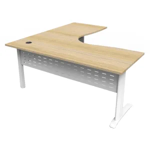 Rapidline Rapid Span Corner Workstation - 1500 x 1500 x 750mm Natural Oak Top & White Satin Base