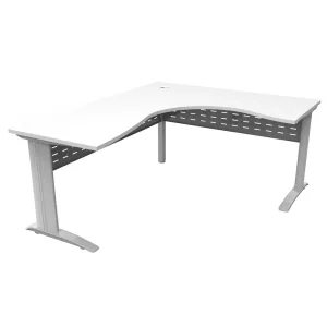 Rapidline Rapid Span Corner Workstation - 1500 x 1500 x 750mm Natural White Top & White Satin Base