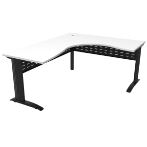 Rapidline Rapid Span Corner Workstation - 1500 x 1500 x 750mm Natural White Top & Black Satin Base