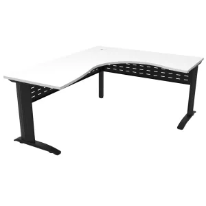 Rapidline Rapid Span Corner Workstation - 1500 x 1500 x 750mm Natural White Top & Black Satin Base