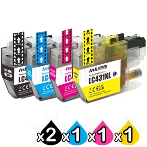 5-Pack Compatible Brother LC-431XL High Yield Ink Cartridges Combo [2BK, 1C, 1M, 1Y]