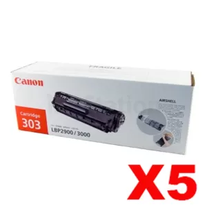 5 x Canon CART-303 Black Genuine Toner Cartridge 2,000 Pages