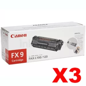 3 x Canon FX-9 Black Genuine Toner Cartridge - 2,000 pages