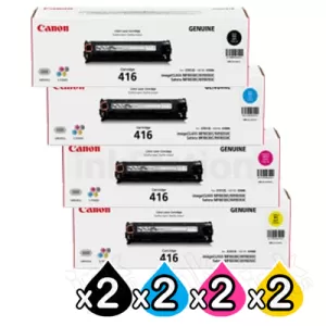 2 sets of 4 Pack Genuine Canon CART-416 Toner Cartridges [2BK,2C,2M,2Y]