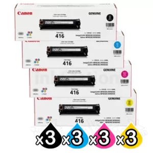 3 sets of 4 Pack Genuine Canon CART-416 Toner Cartridges [3BK,3C,3M,3Y]