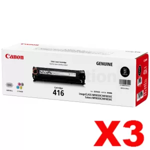 3 x Genuine Canon CART-416 Black Toner Cartridge 2,300 pages