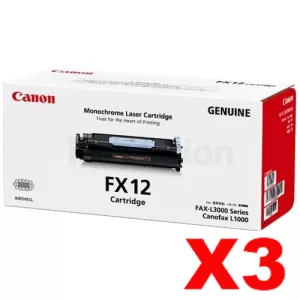 3 x Canon FX-12 Black Genuine Toner Cartridge - 4,500 page