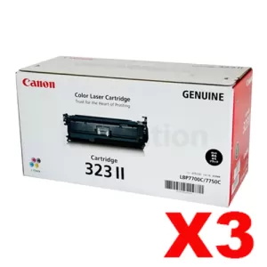 3 x Genuine Canon Black High Yield Toner Cartridge (CART-323BKII) - 10,000 pages