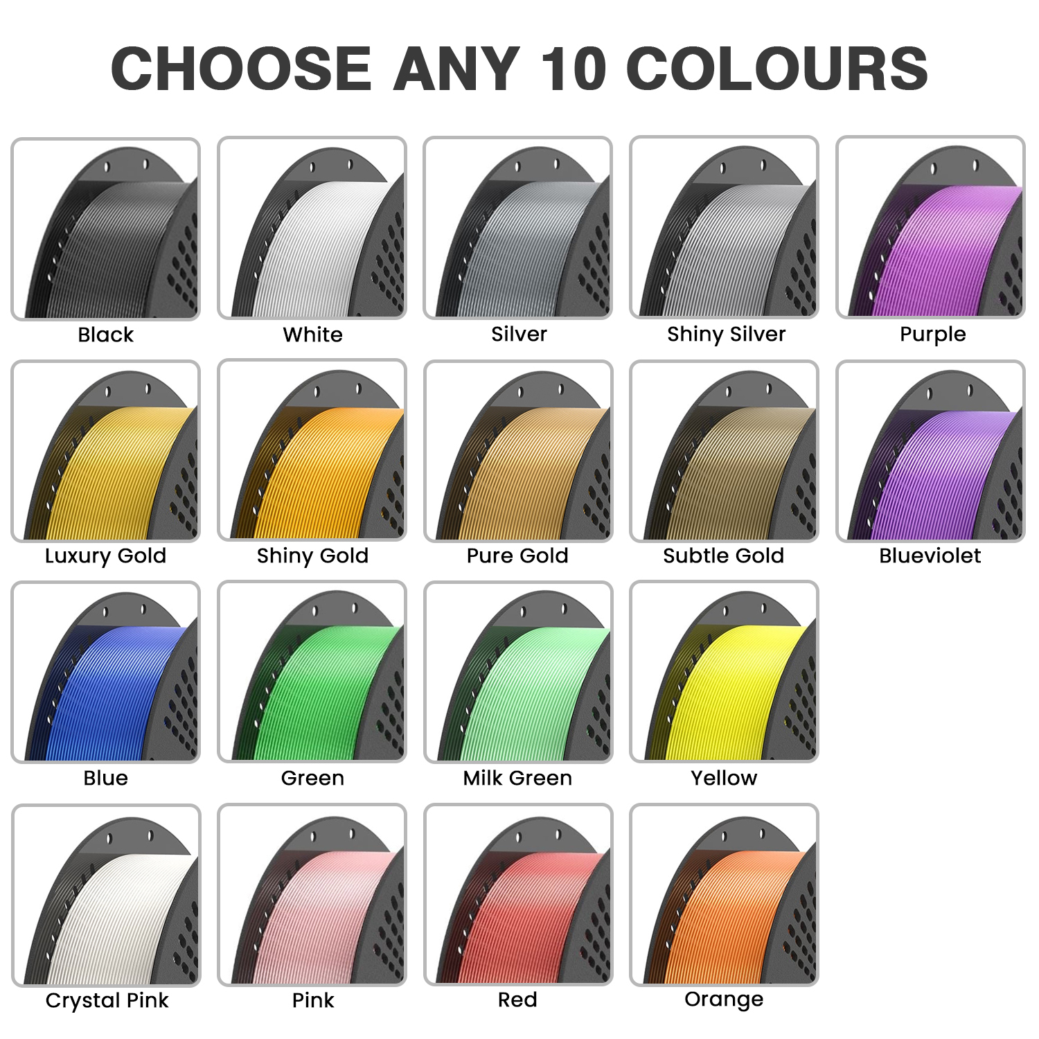 ANY 10 Silk PLA+ 3D Filament 1.75mm - 1KG per roll - InkStation