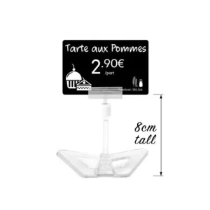 Crystal Price Tag Stands 80mm Height - Pack of 25 for Food Display