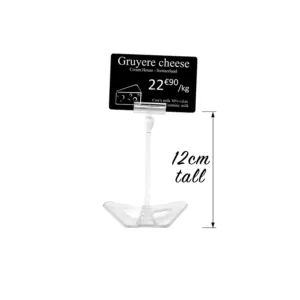 Crystal Price Tag Stands 120mm Height - Pack of 25 for Food Display