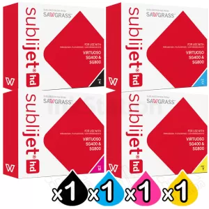 4 Pack Genuine Sawgrass Virtuoso SG400 SG800 Ink Cartridges Combo [1BK,1C,1M,1Y]