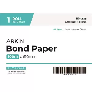 Arkin 24 inch Bond Paper 610mmx 100m 80gsm (Box of 1 roll)