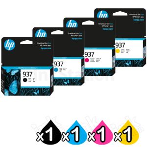 4 Pack HP 937 Genuine Ink Cartridges Combo 4S6W2NA - 4S6W5NA [1BK,1C,1M,1Y]