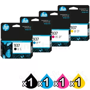 4 Pack HP 937 Genuine Ink Cartridges Combo 4S6W2NA - 4S6W5NA [1BK,1C,1M,1Y]