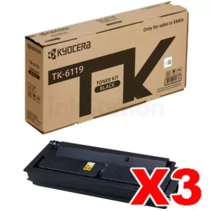 3 x Genuine Kyocera TK-6119 Black Toner Cartridge M4132IDN, M4125IDN - 15,000 pages