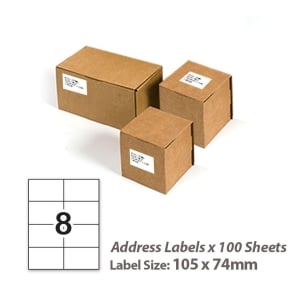 100 Sheets A4 White Self Adhesive Paper Address Mailing Laser Inkjet Sticker Labels 105 x 74mm - 8 Labels Per Sheet
