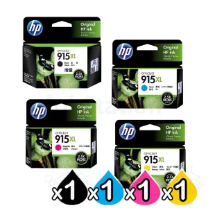 4 Pack HP 915XL Genuine High Yield Inkjet Cartridge 3YM22AA-3YM19AA [1BK,1C,1M,1Y]