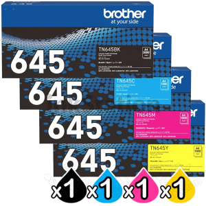 4 Pack Genuine Brother TN-645 Toner Cartridges Combo [1BK,1C,1M,1Y]