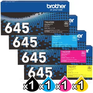 4 Pack Genuine Brother TN-645 Toner Cartridges Combo [1BK,1C,1M,1Y]