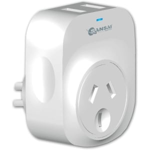 Sansai 1 Outlet Adapter with 2 USB-A Charging Ports 2.1A Fast Charging  - PAD-204USB