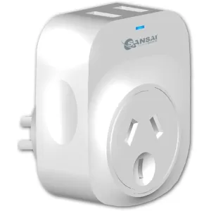 Sansai 1 Outlet Adapter with 2 USB-A Charging Ports 2.1A Fast Charging  - PAD-204USB