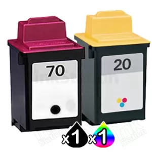 Lexmark No.70 + No.20 (12A1970+ 15M0120) Compatible Ink Cartridge Combo [1BK,1CL]
