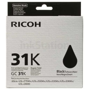 Ricoh GX e3350N Genuine GC31K Black Ink Cartridge [405688] - 1,500 pages
