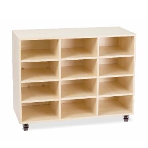 Visionchart Creative Kids Tote Tray Trolley Mobile 12 Bay Oak Finish 1180 x 450 x 860mm