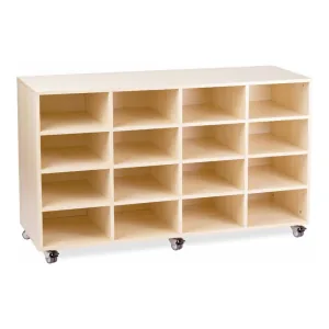 Visionchart Creative Kids Tote Tray Trolley Mobile 16 Bay Oak Finish 1440 x 450 x 860mm