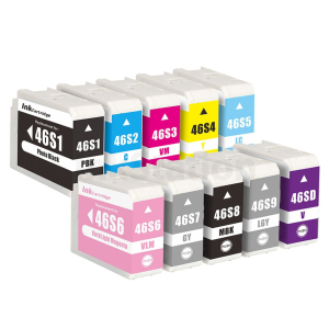 10 Pack Compatible Epson T46S1 - T46SD Ink Cartridges Combo [1PBK,1C,1M,1Y,1LC,1LM,1GY,1MBK,1LGY,1V]
