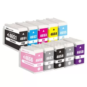 10 Pack Compatible Epson T46S1 - T46SD Ink Cartridges Combo [1PBK,1C,1M,1Y,1LC,1LM,1GY,1MBK,1LGY,1V]