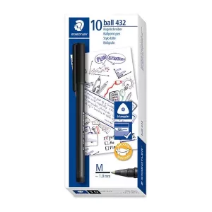 Staedtler 4320M Triangular Ballpoint Pen 1.0mm Black Pack of 10